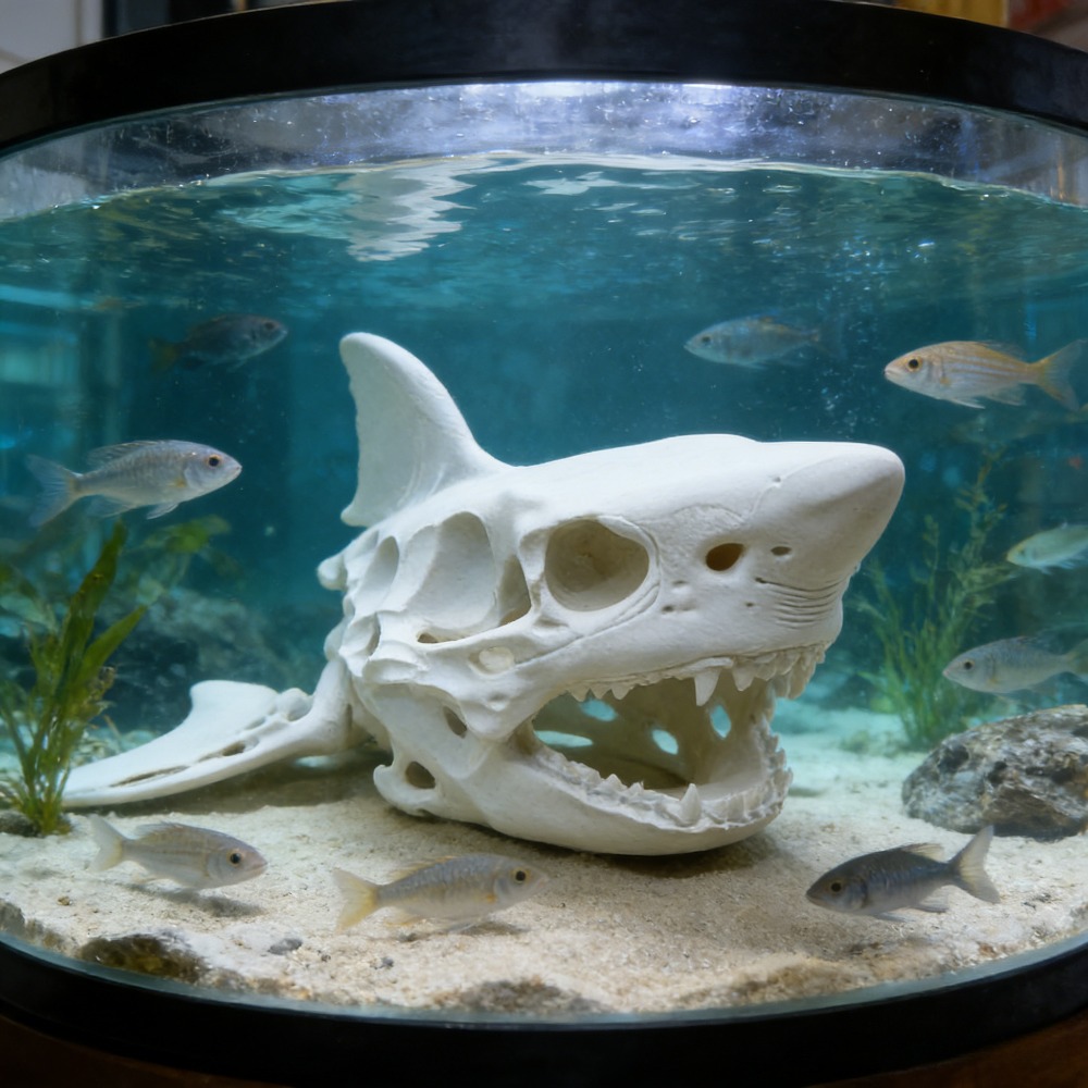 Aquarium Fish Shark - 3D-gedruckter Haifischschädel-Skelett als Cosplay-Requisite, Aquarium-Dekoration für