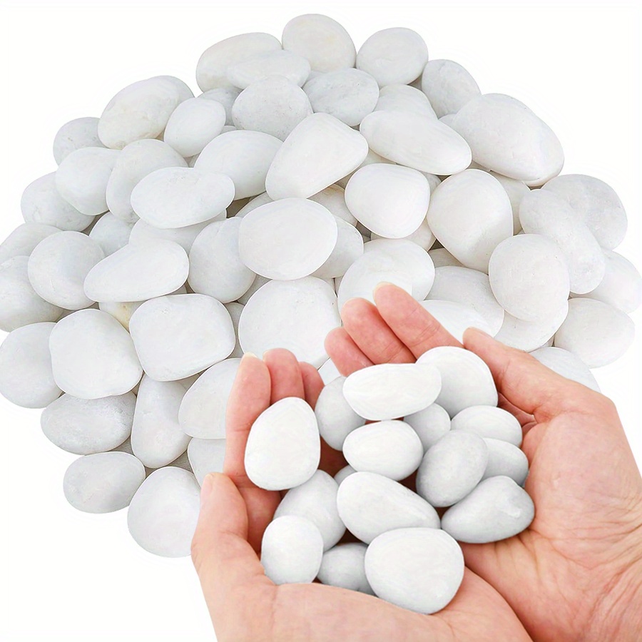 Aquarium Fish Farm - 200/400g weiße hochglanzpolierte natürliche Kieselsteine 2-3cm