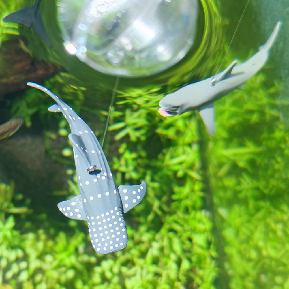 Aquarium Fish Shark - 3-teiliges schwimmendes Aquarium-Hai-Ornament, Fischbecken-Dekoration, leuchtende Farben,