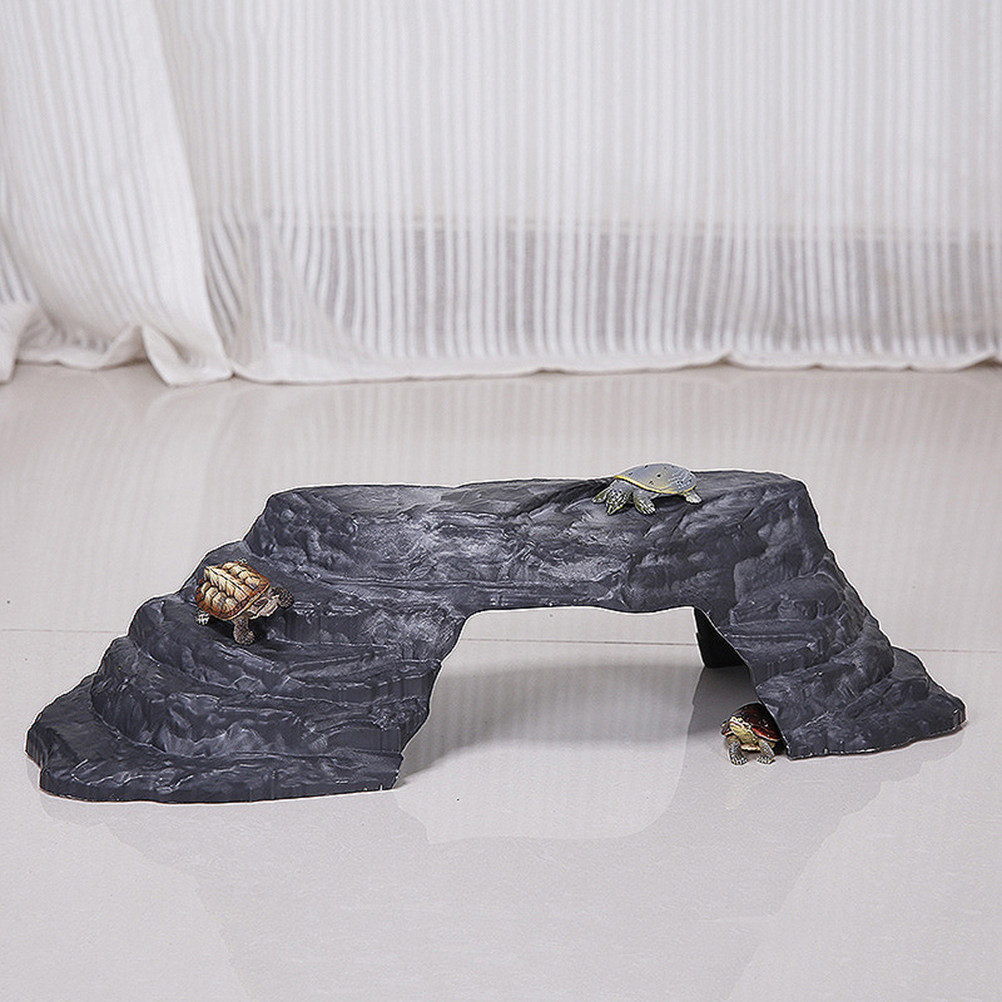 Aquarium Fish Dragon - Große Kunststein-Schildkröten-Plattform zum Sonnenbaden, Reptilien-Kletterbrücke, Aquarium-Ornament