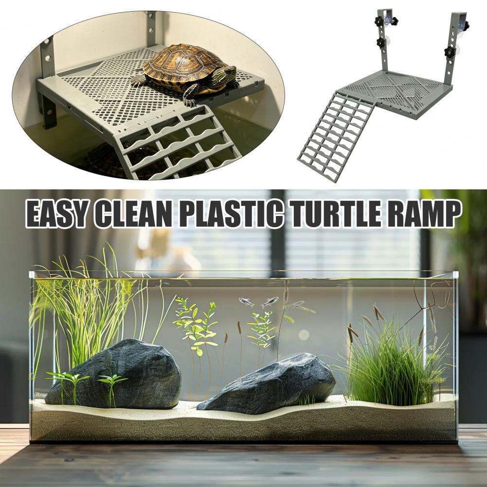 Aquarium Fish Farm - Aquarium-Dekoration: Feste Hängende Schildkröten-Abstehplattform mit Saugnäpfen,